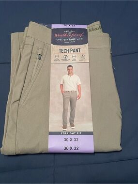Weatherproof Men's Tan Tech Pants - Straight Fit 30 x 32